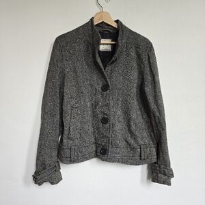 Old Navy Womens Tweed Button Front Gray Jacket Size Large